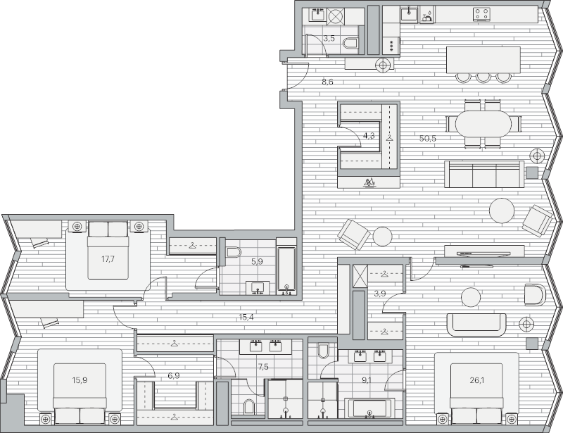 4 ккв (Евро) 175,6 м²