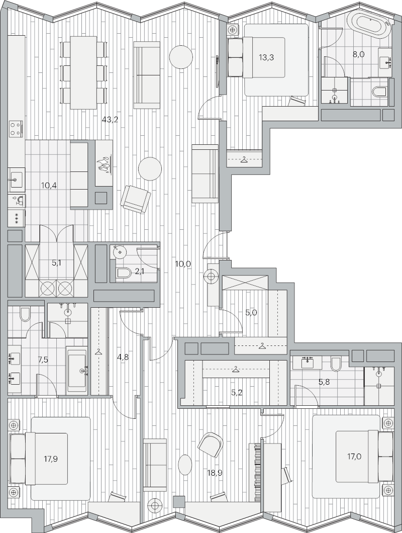5 ккв (Евро) 173,4 м²