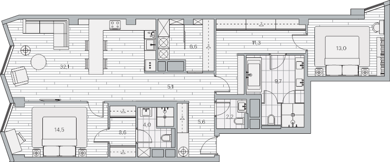 3 ккв (Евро) 107,8 м²
