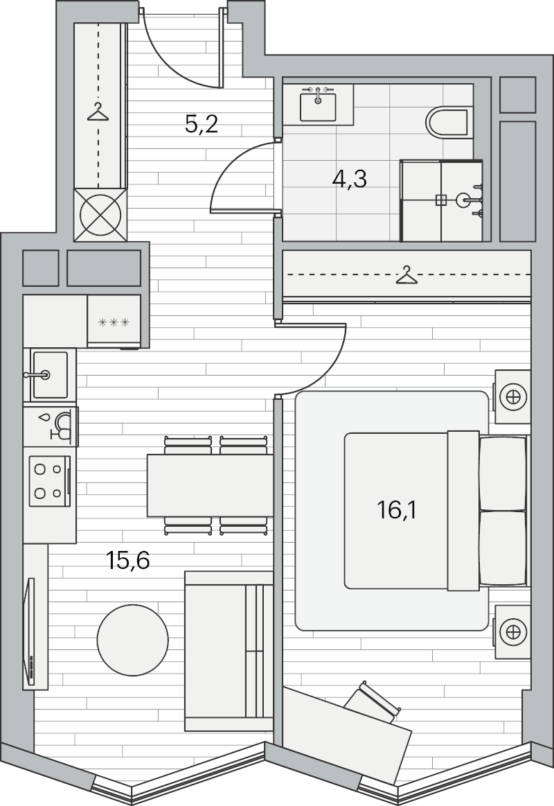 2 ккв (Евро) 41 м²
