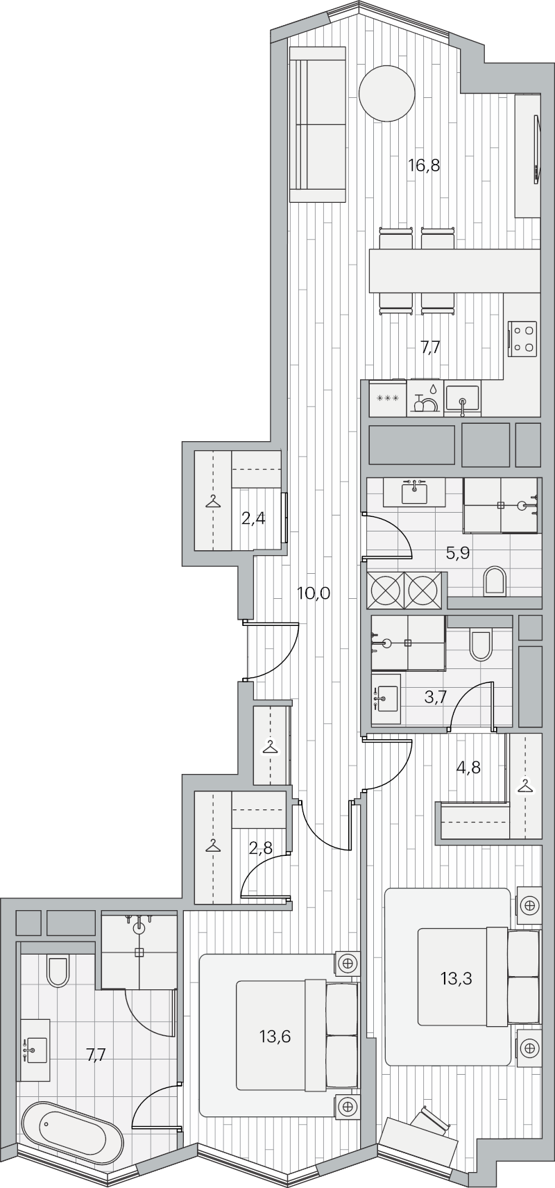3 ккв (Евро) 90,5 м²