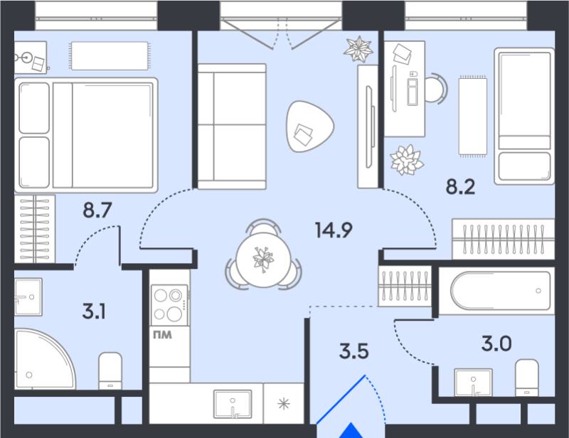 2 ккв 41,4 м²