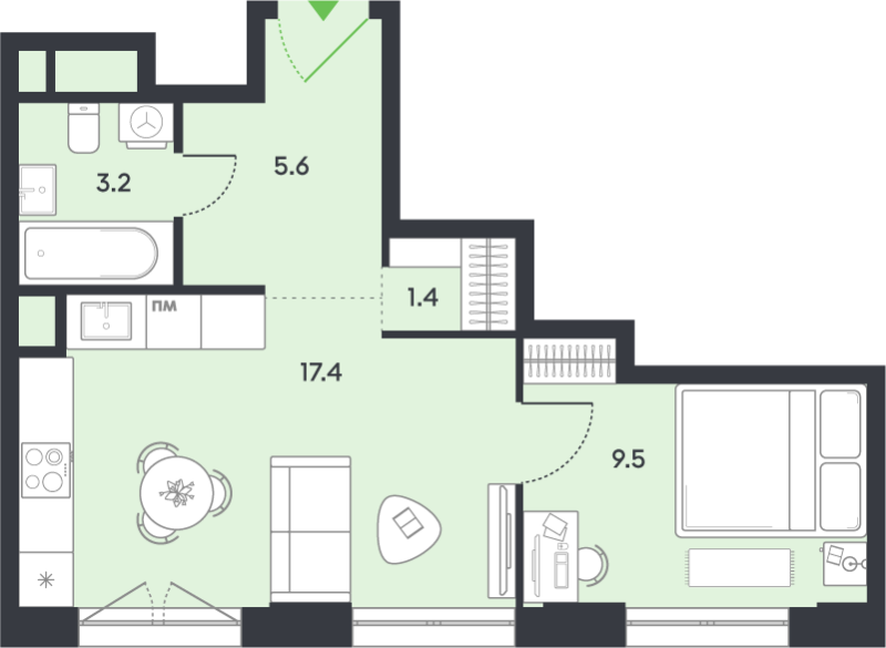 2 ккв (Евро) 37,1 м²