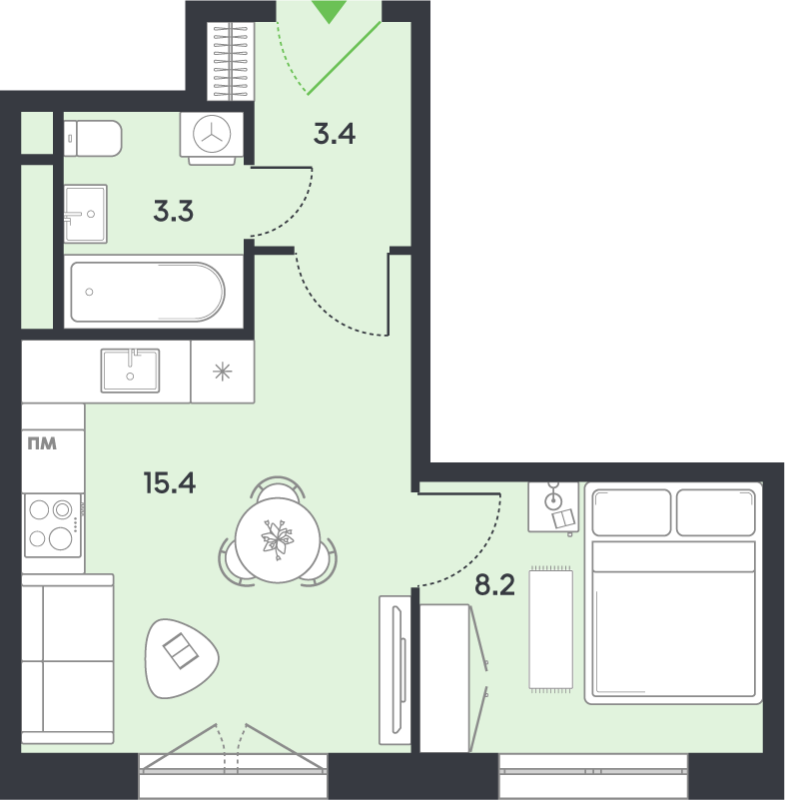 1 ккв 30,3 м²