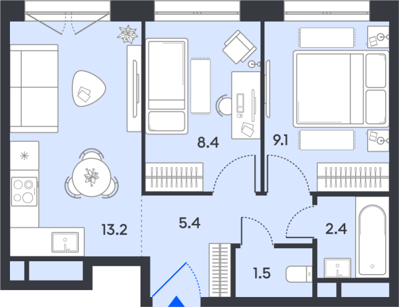 2 ккв 40 м²