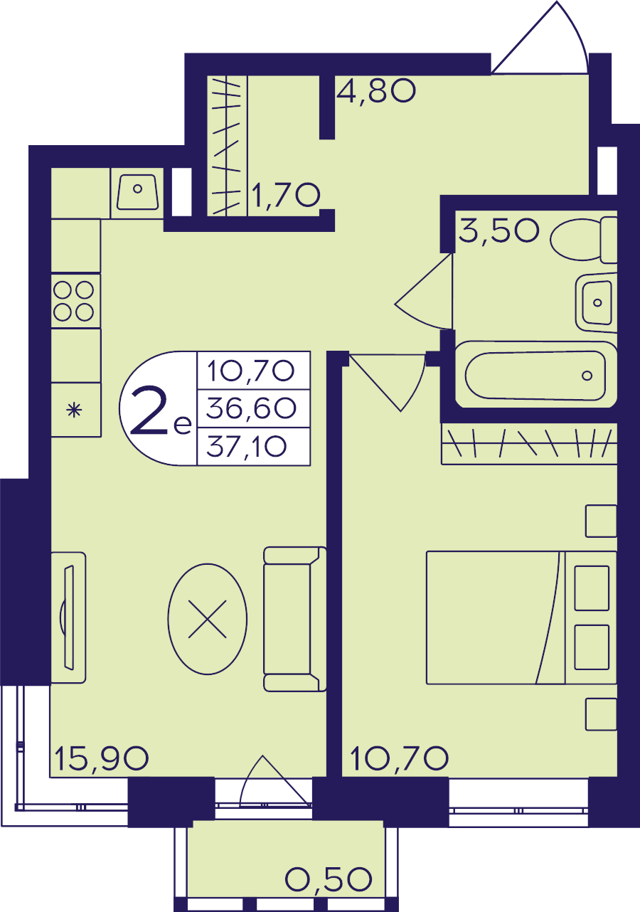 3 ккв (Евро) 37,1 м²