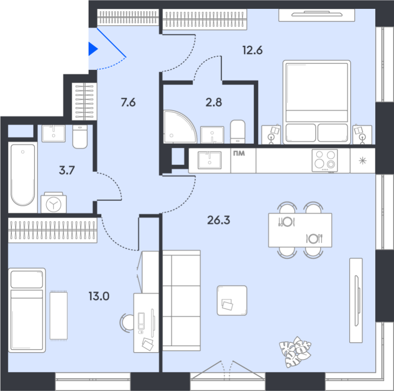 3 ккв (Евро) 66 м²