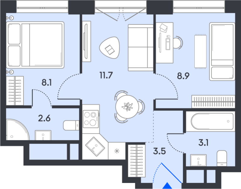 2 ккв 37,9 м²