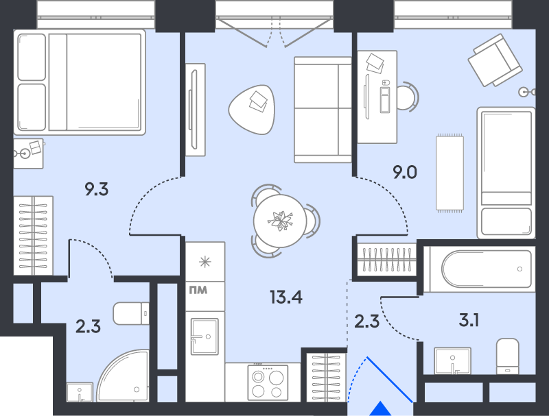 2 ккв 39,4 м²