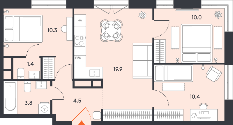 4 ккв (Евро) 60,3 м²