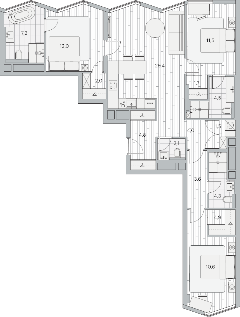 4 ккв (Евро) 101,8 м²