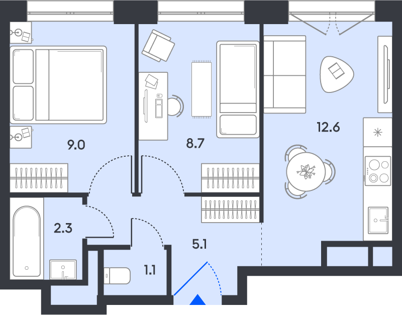 2 ккв 38,8 м²