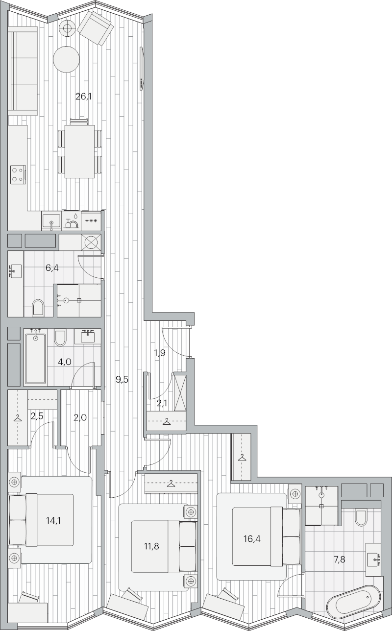 4 ккв (Евро) 104 м²