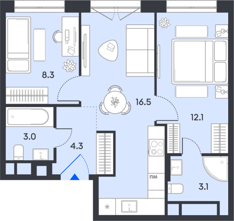 3 ккв (Евро) 47,3 м²