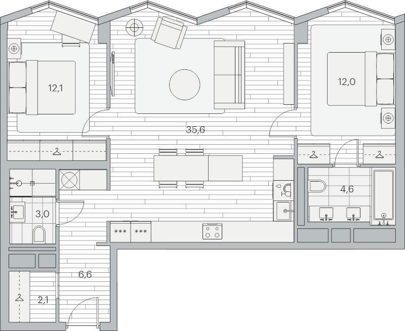3 ккв (Евро) 75,5 м²