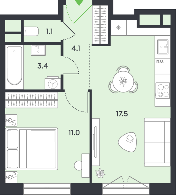 2 ккв (Евро) 37,1 м²