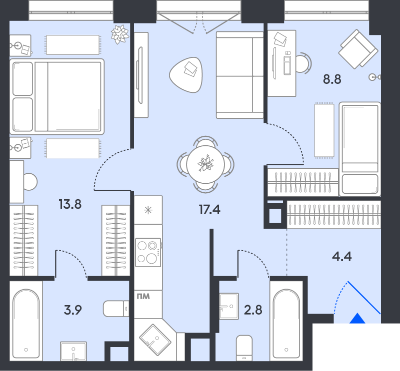 3 ккв (Евро) 51,1 м²