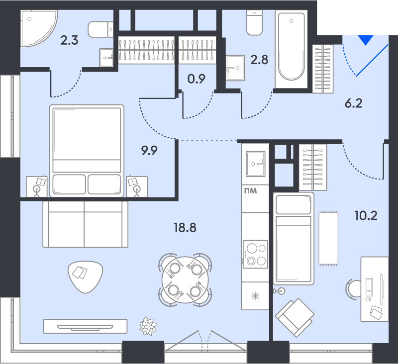 3 ккв (Евро) 51,1 м²