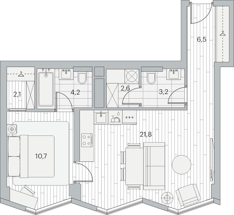 2 ккв (Евро) 50,9 м²