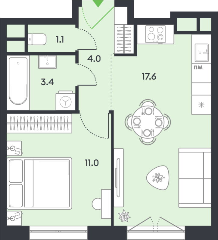2 ккв (Евро) 37,1 м²
