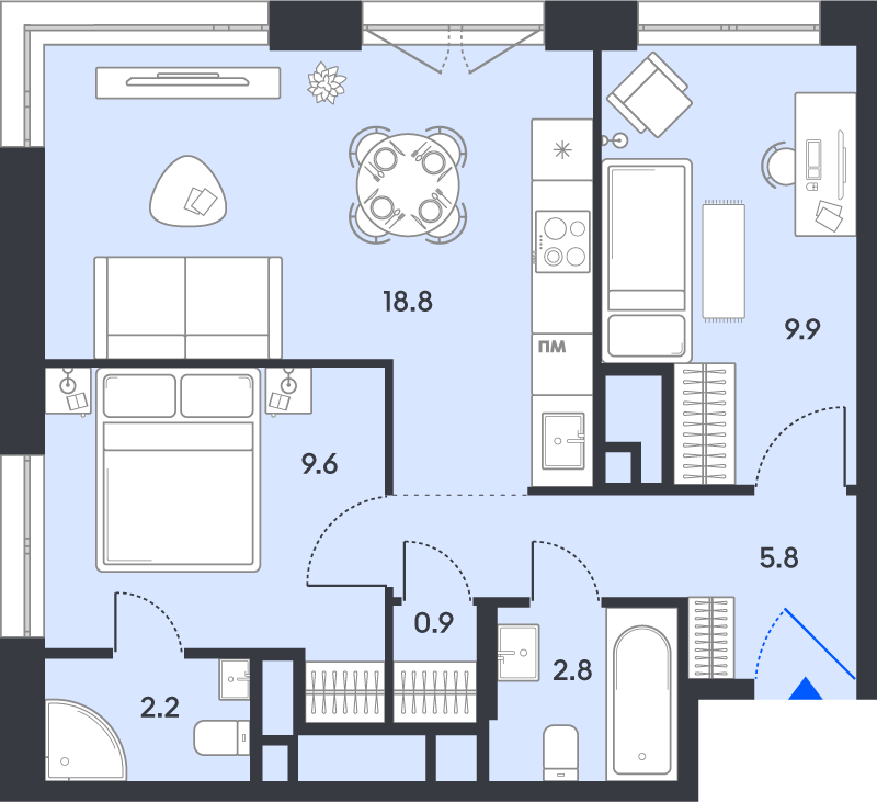 3 ккв (Евро) 50 м²