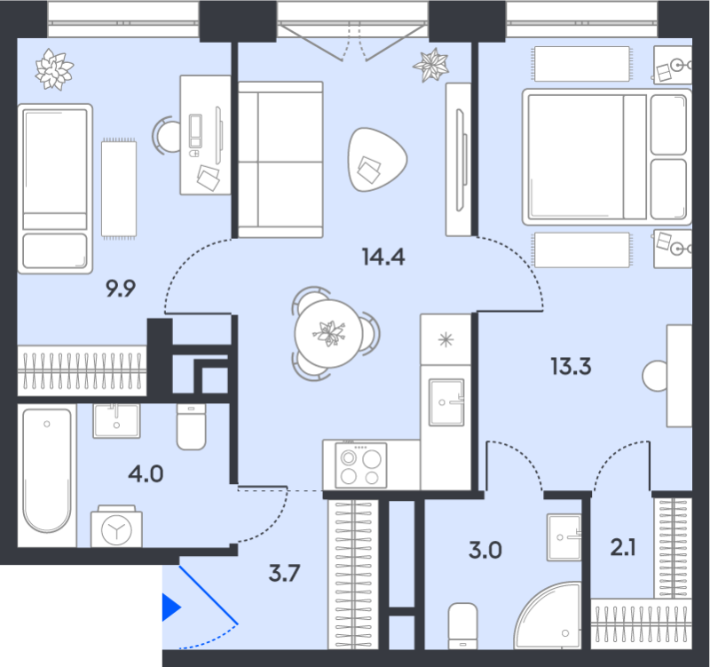 2 ккв 50,4 м²