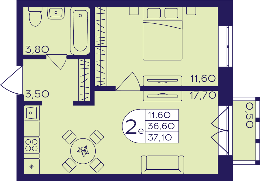 2 ккв (Евро) 37,1 м²