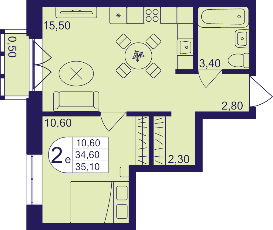 2 ккв (Евро) 35,1 м²