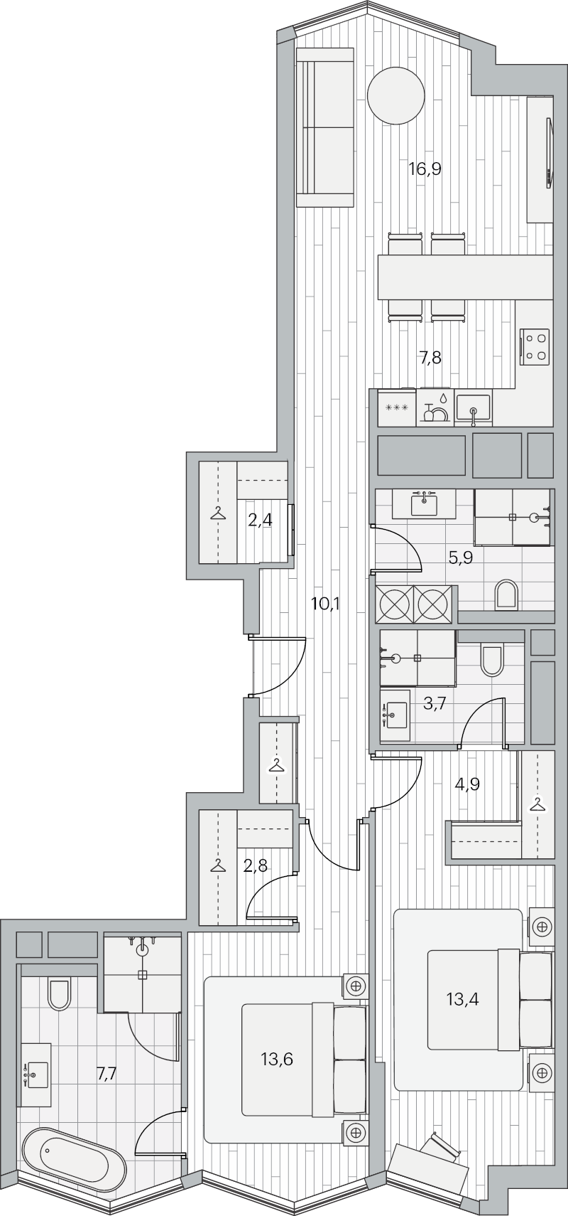 3 ккв (Евро) 90,8 м²