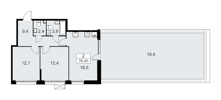 3 ккв (Евро) 78,5 м²