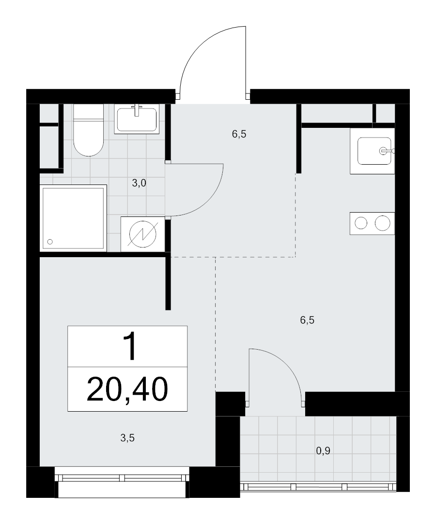 Студия 20,4 м²