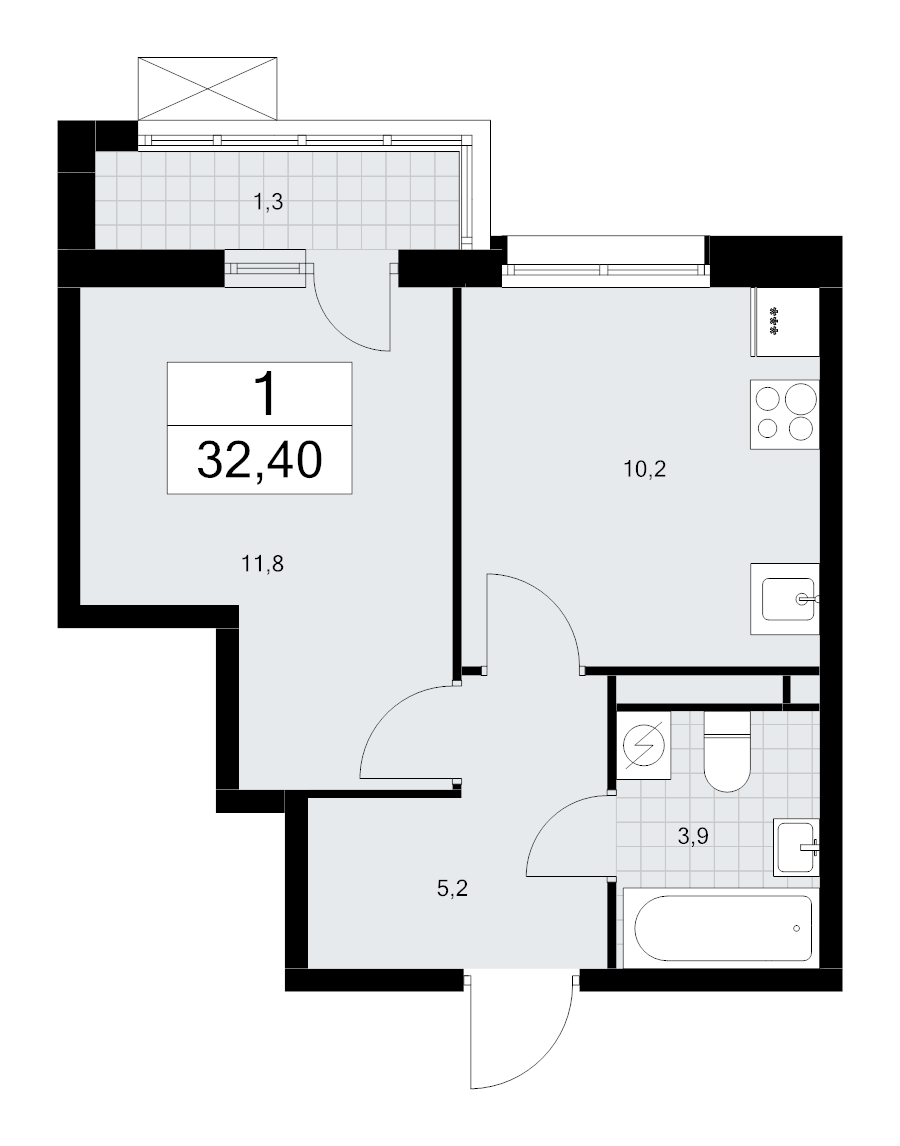 1 ккв 32,4 м²