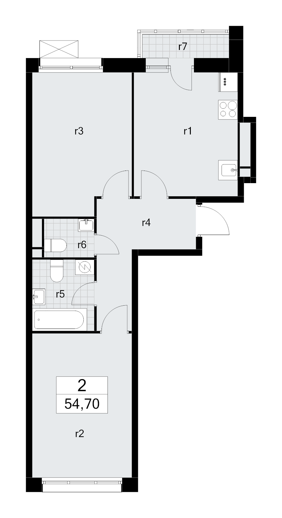 2 ккв 54,7 м²