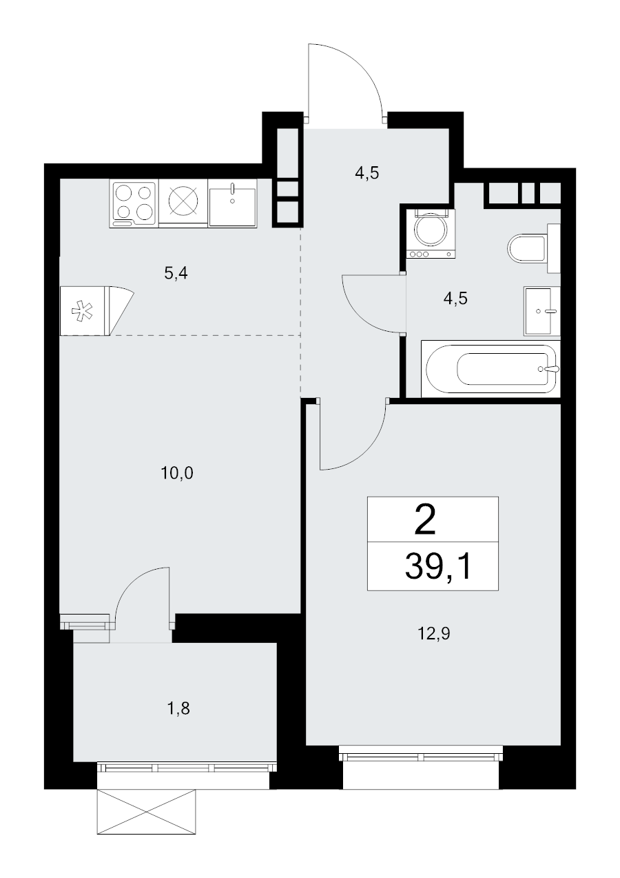 2 ккв (Евро) 38,8 м²
