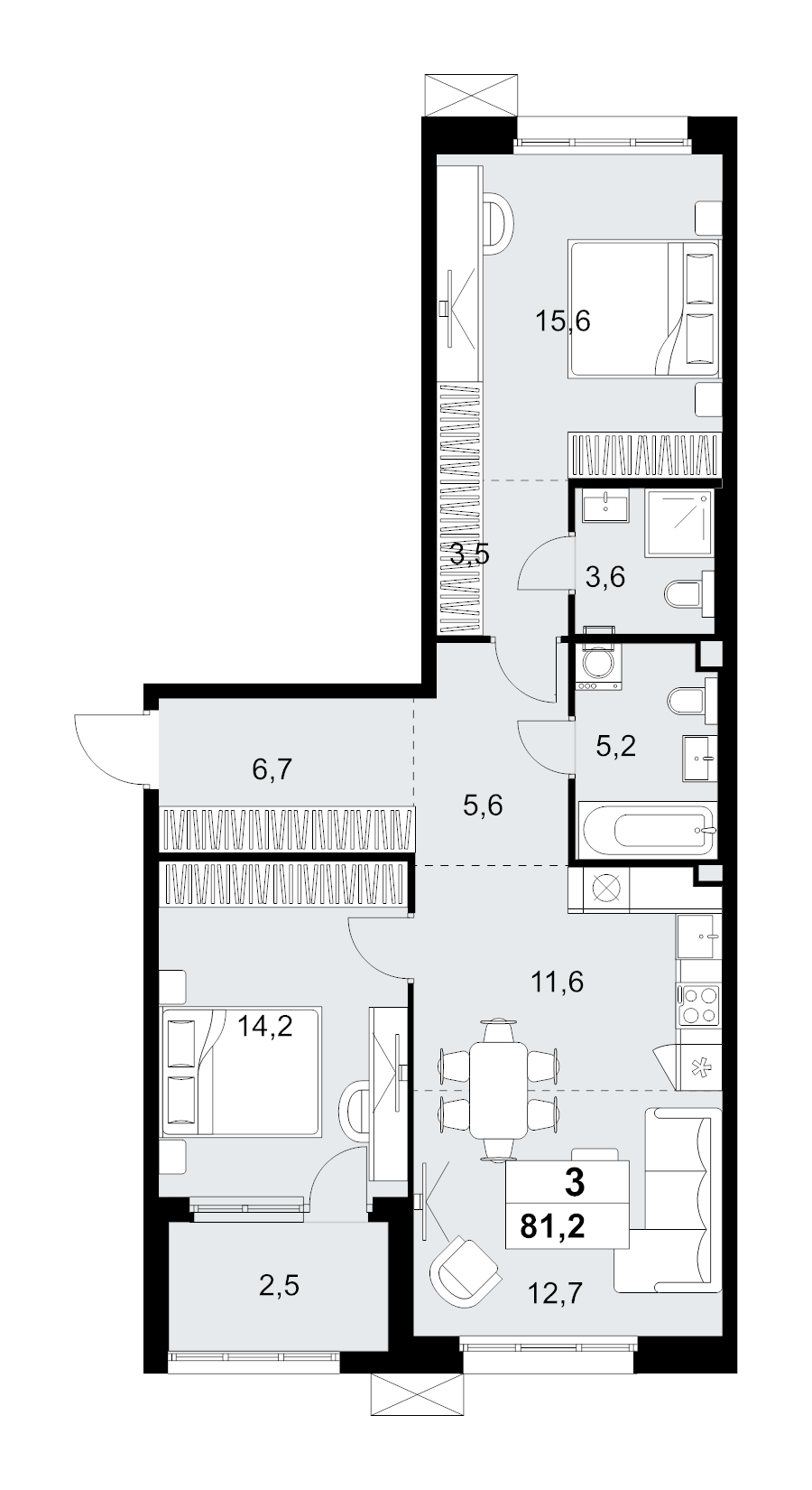 3 ккв (Евро) 81,2 м²