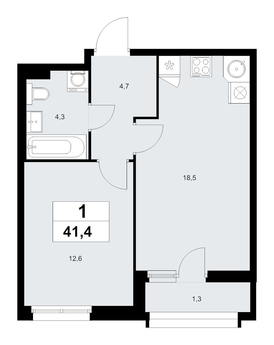 2 ккв (Евро) 41,4 м²