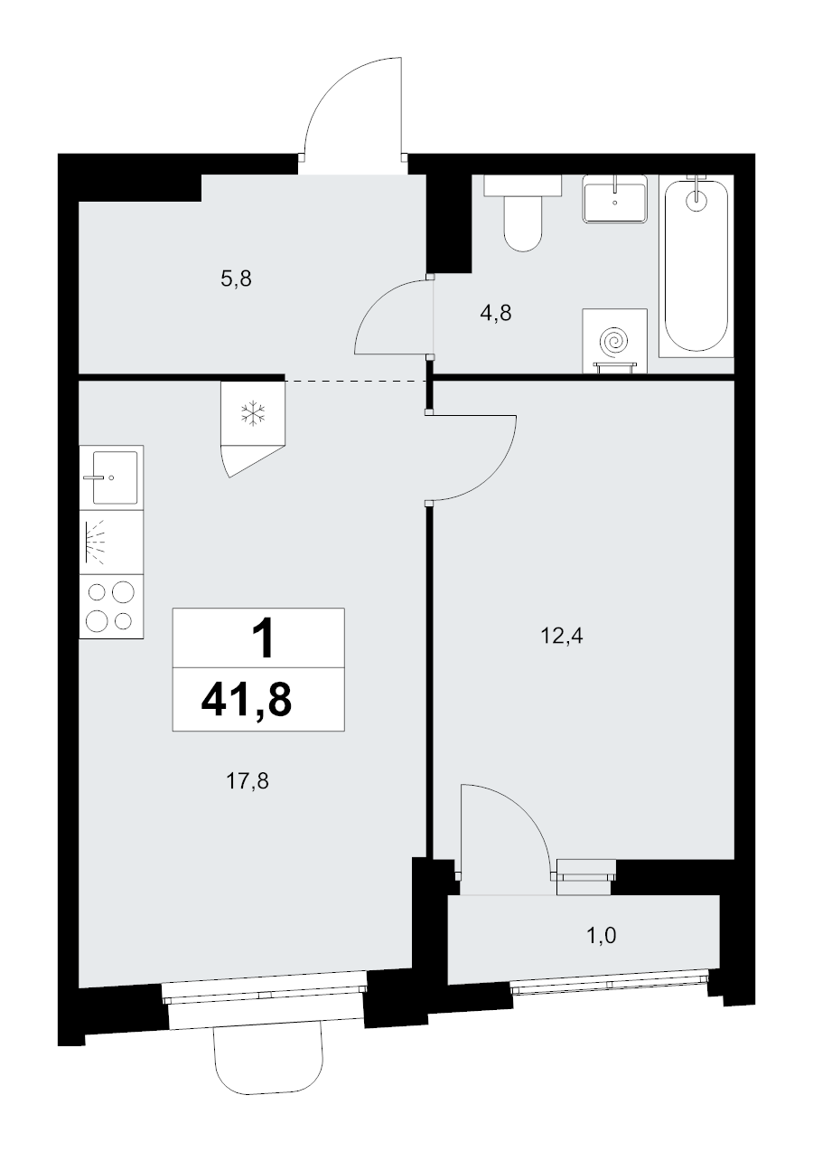 2 ккв (Евро) 41,8 м²