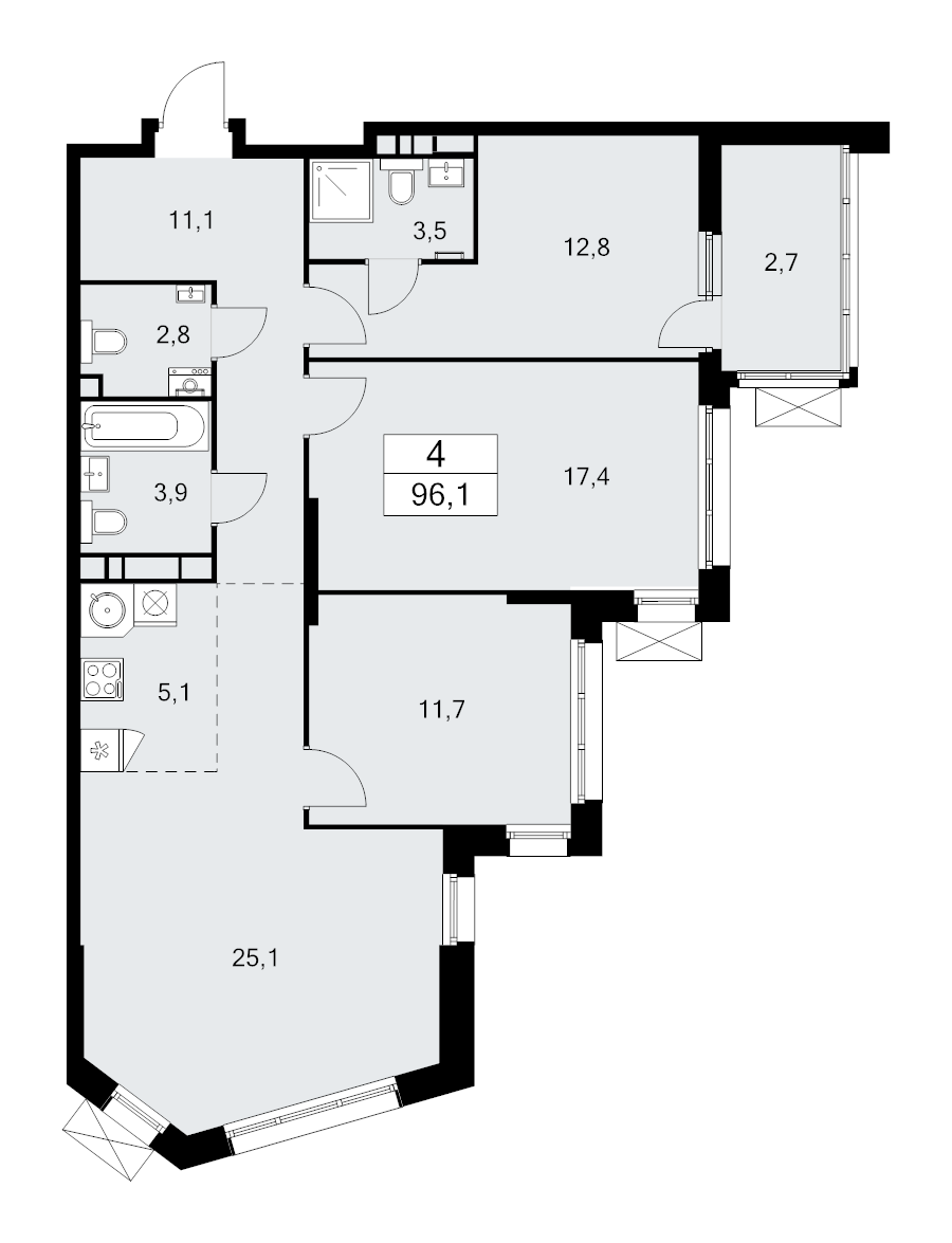 4 ккв (Евро) 96,1 м²