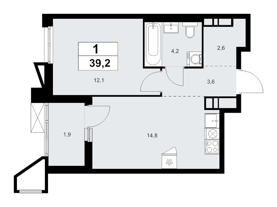 1 ккв 39,2 м²