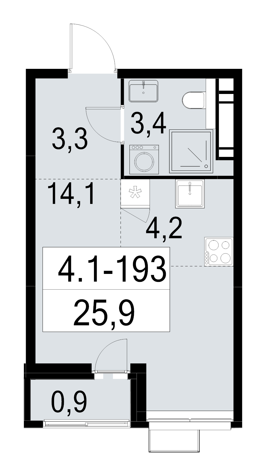 Студия 25,9 м²