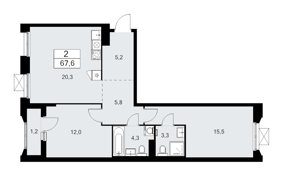 3 ккв (Евро) 67,6 м²