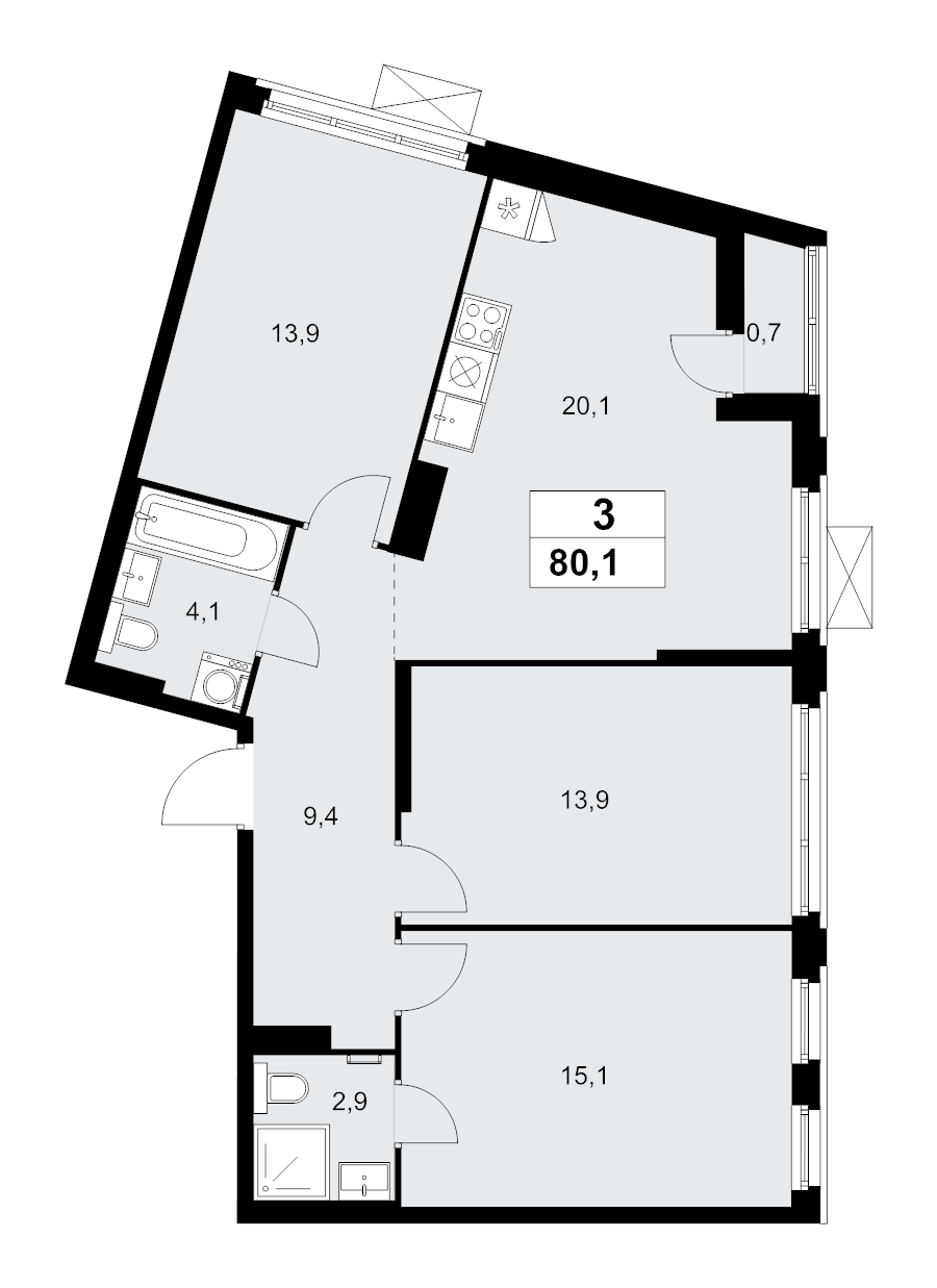 4 ккв (Евро) 80,1 м²