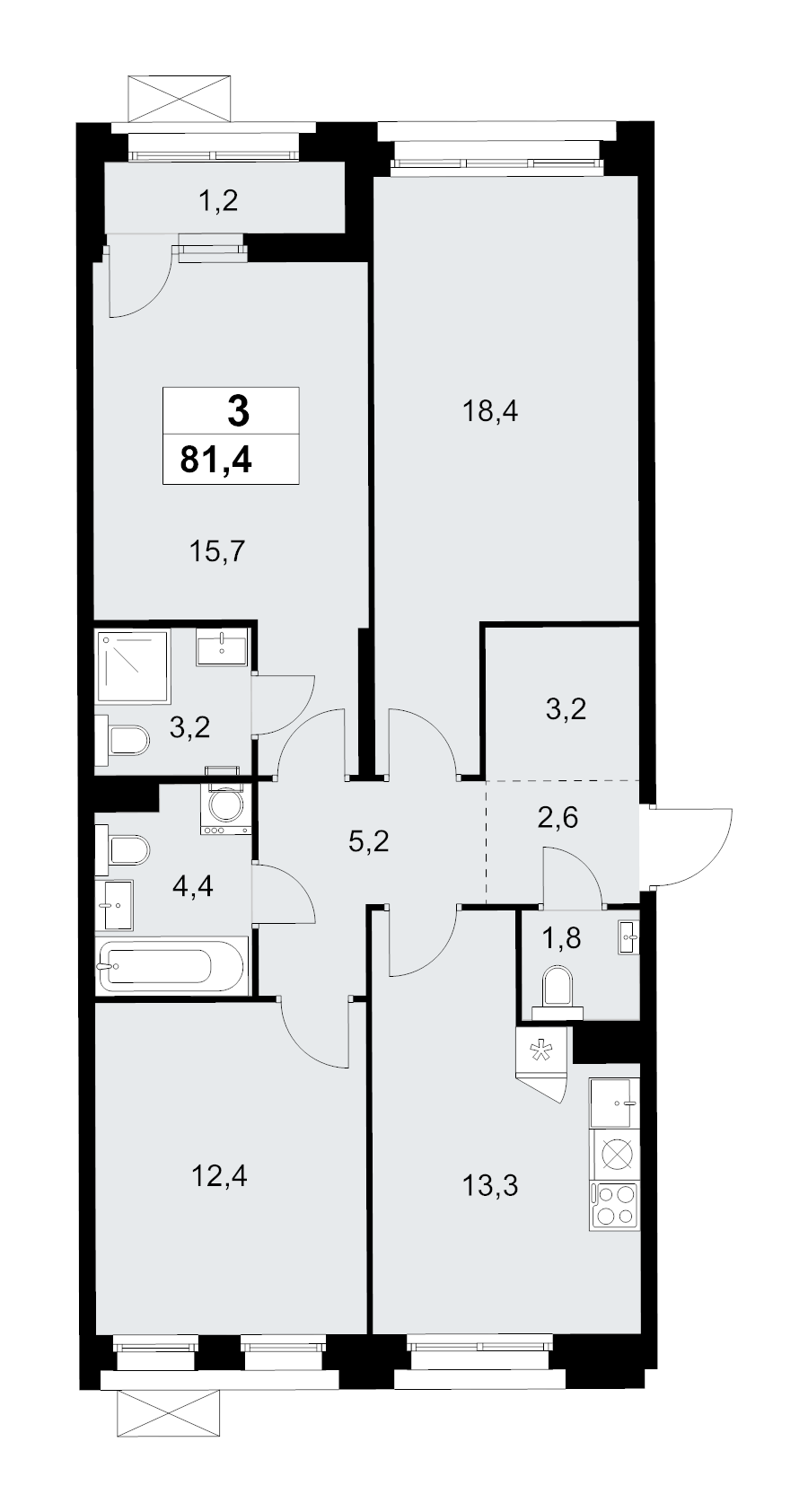 3 ккв 81,4 м²