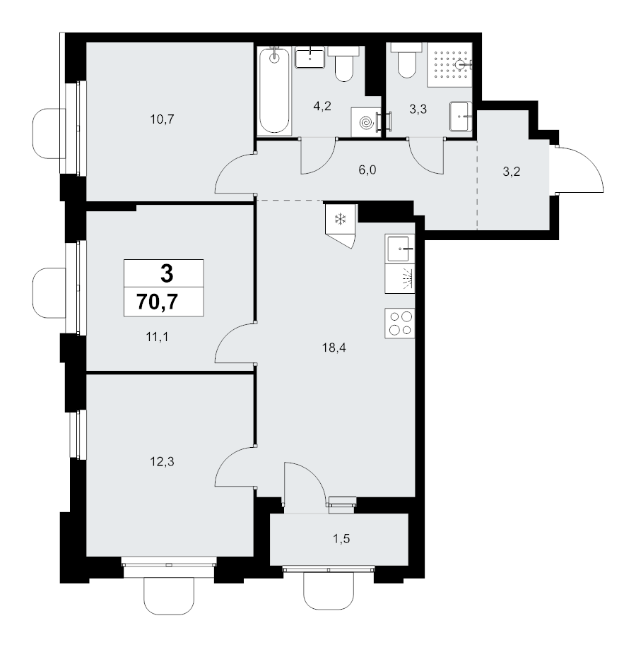 4 ккв (Евро) 70,7 м²