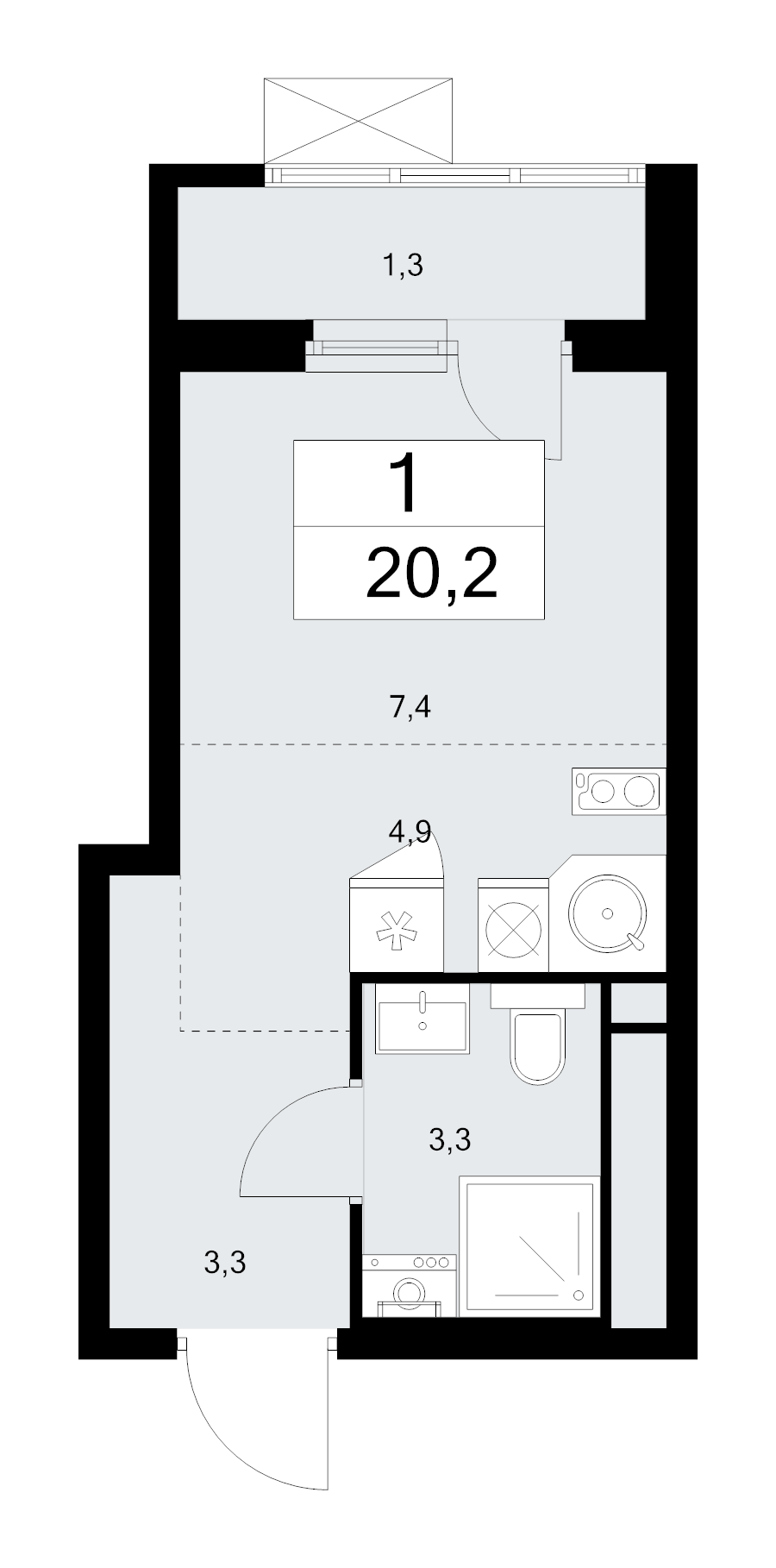 Студия 20,2 м²