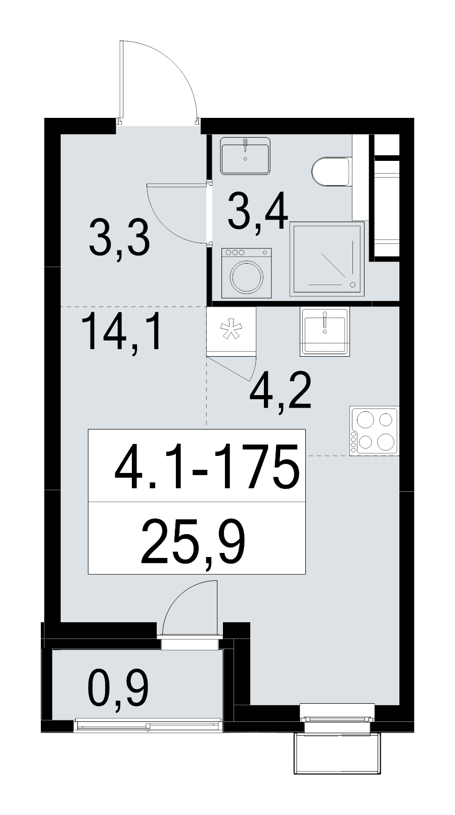 Студия 25,9 м²
