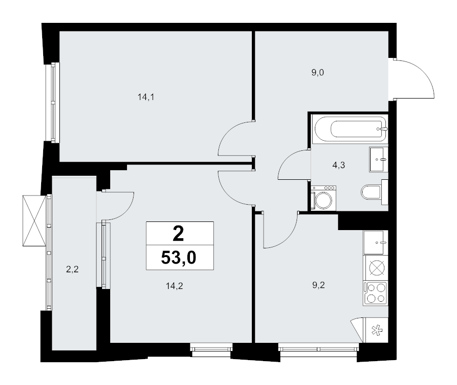 2 ккв 53 м²