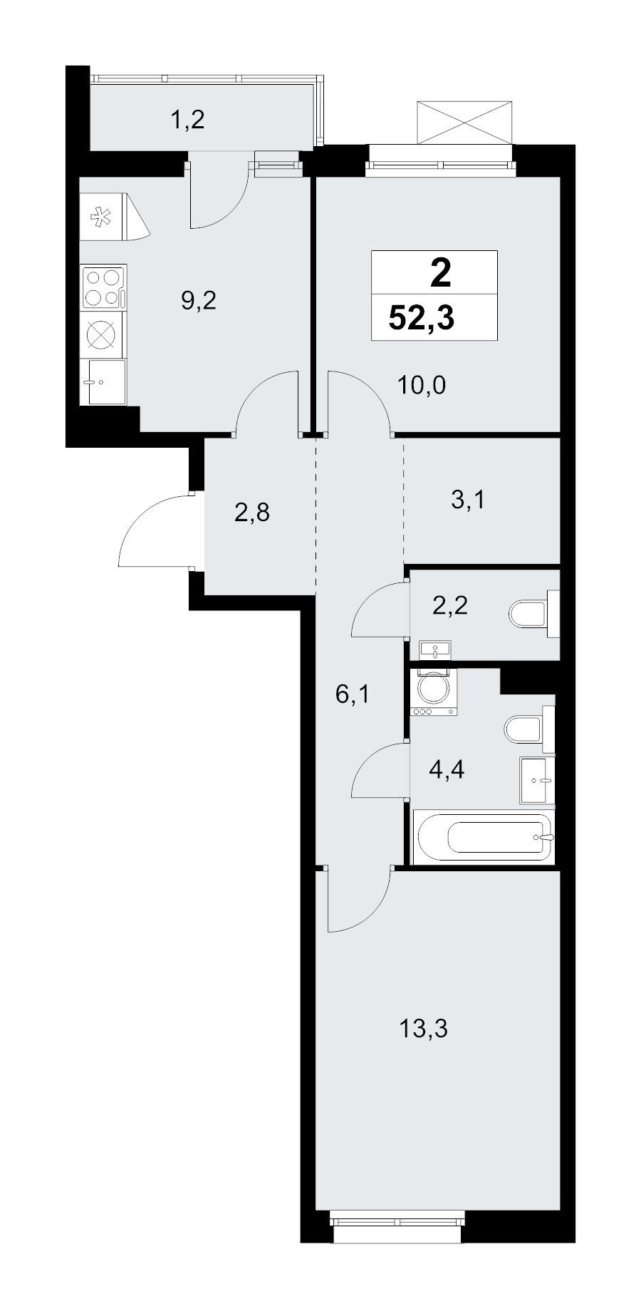 2 ккв 52,3 м²