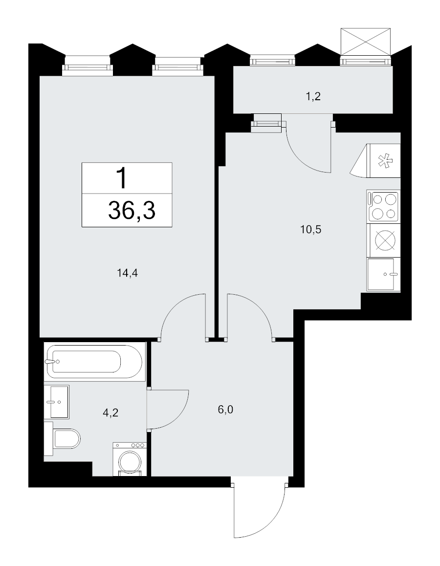 1 ккв 36,3 м²