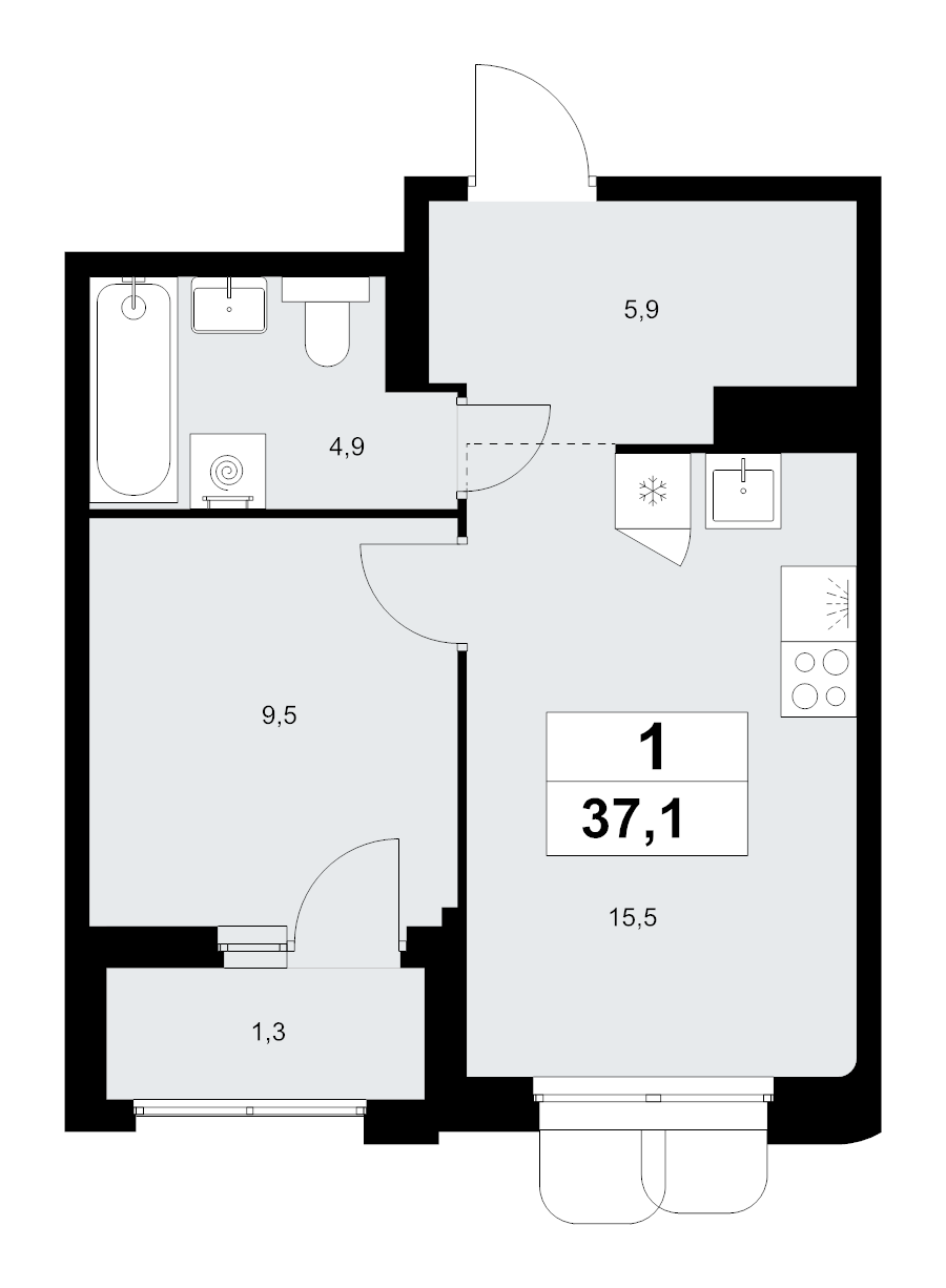 2 ккв (Евро) 37,1 м²